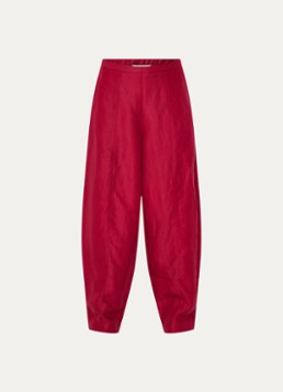 MSCH Copenhagen Dames MSCHGraciela high waist balloon fit broek in linnenblend in de kleur Donkerrood, maat: XS
