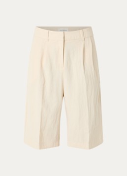 MSCH Copenhagen Dames MSCHKeeley high waist wide fit korte broek met steekzakken in de kleur Beige, maat: S