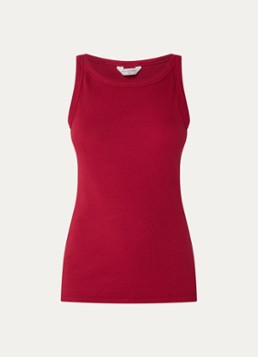 MSCH Copenhagen Dames Rasmia tanktop met ribstructuur in de kleur Bordeauxrood, maat: L/XL
