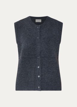 MSCH Copenhagen Dames Bondie Hope fijngebreide vest in alpaca wolblend in de kleur Donkergrijs, maat: L/XL
