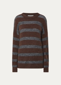 MSCH Copenhagen Dames MSCHFestina fijngebreide trui in alpaca wolblend met streepprint in de kleur Bruin, maat: S/M