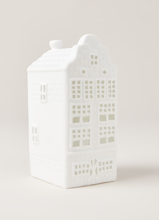 &Klevering Canal house waxinelichthouder 13 cm - voorkant 3 wit