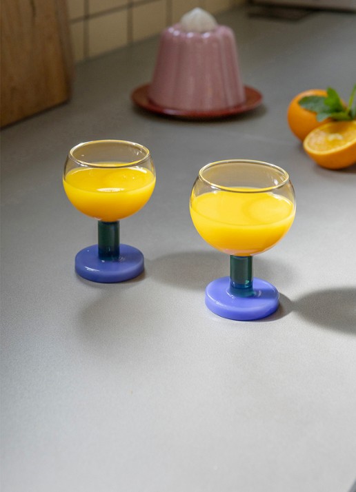 &Klevering Cantine amber glazen set van 2 - voorkant 2 blauw