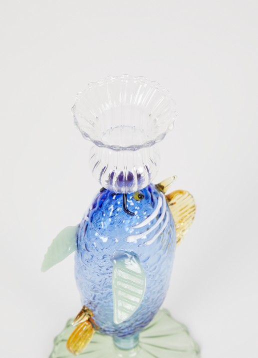 &Klevering Fish kandelaar 19 cm - voorkant 2 blauw