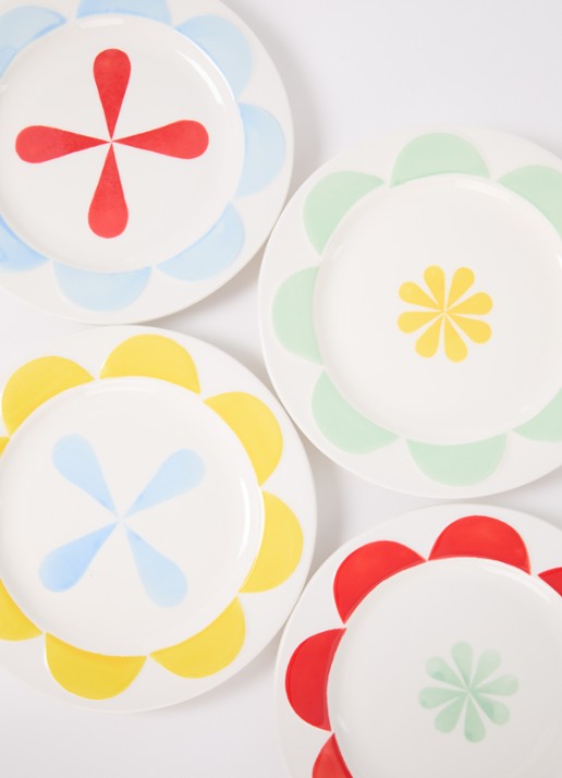 &Klevering Folk ontbijtbord 17,5 cm set van 4 - detail wit