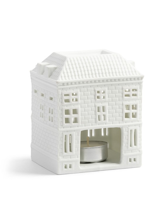 &Klevering Grachtenmuseum waxinelichthouder 14 cm - voorkant 2 wit