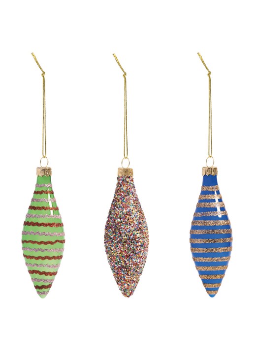 &Klevering Jimmies kersthanger met glitters set van 3