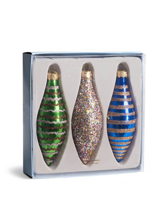 &Klevering Jimmies kersthanger met glitters set van 3 - voorkant 2 multicolor