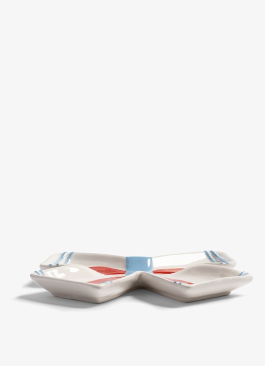 &Klevering Lint bord van keramiek 22 cm - voorkant 3 rood