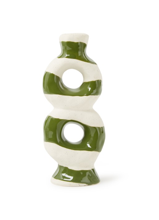 &Klevering Loop kandelaar 18 cm  - voorkant legergroen