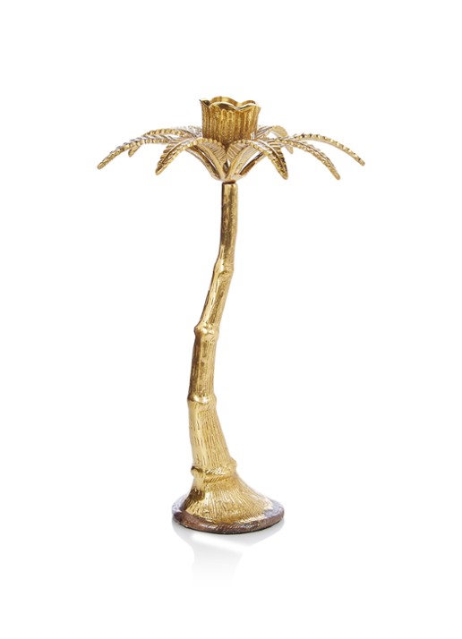 &Klevering Palm kandelaar L 21 cm - voorkant goud