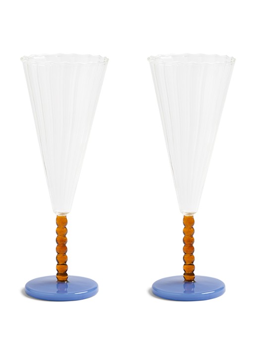 &Klevering Perle champagneglas set van 2 - voorkant donkeroranje