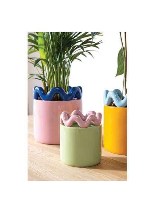 &Klevering Sway bloempot van keramiek voor binnen Ø20 cm - voorkant 2 lichtroze