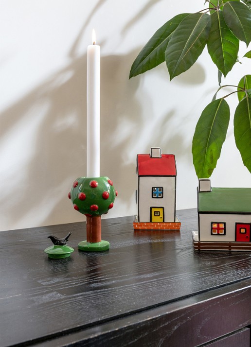 &Klevering Waxinelichthouder 17,5 cm  - detail wit