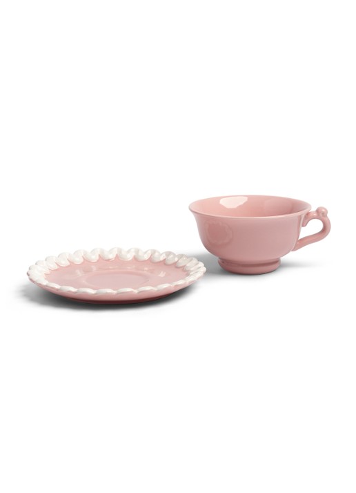 &Klevering Whip kop en schotel 15 cl set van 2 - voorkant 3 roze