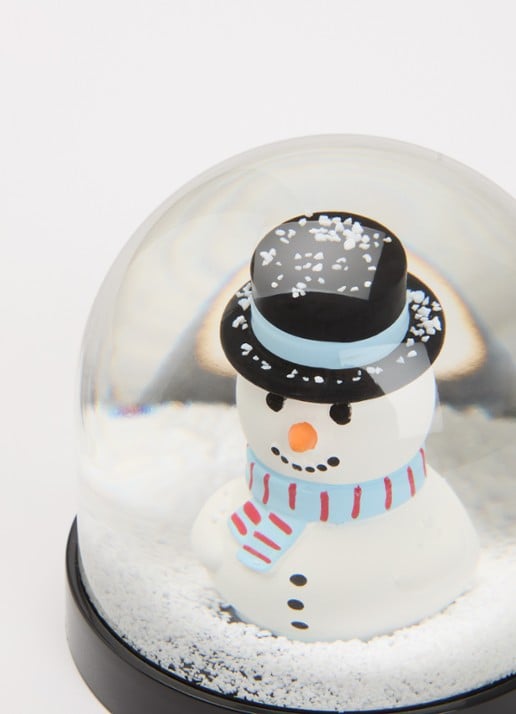 &Klevering Wonderball Snowman sneeuwbol 8 cm - voorkant 2 wit