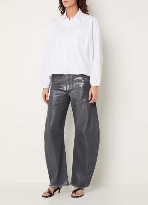 10DAYS Blouse met logoborduring - voorkant 3 wit