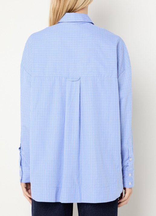 10DAYS Blouse met ruitdessin - achterkant staalblauw