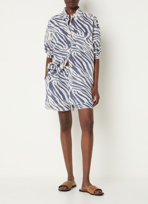 10DAYS Blouse met zebraprint en borstzak - voorkant 4 beige