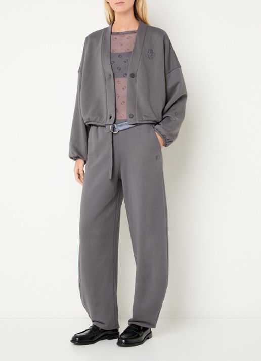 10DAYS Cropped vest met V-hals - voorkant 4 grijs
