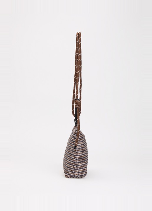 10DAYS Crossbodytas met pied-de-poule dessin en afneembare schouderriem - detail 2 bruin