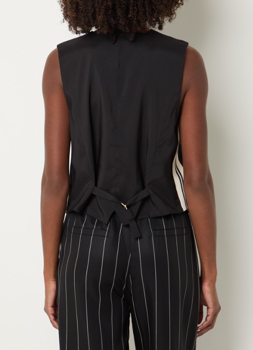 10DAYS Gilet met krijtstreep - achterkant zwart