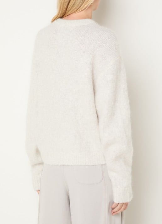 10DAYS Grofgebreid vest in alpaca wolblend met ingebreid logo - achterkant 4 creme