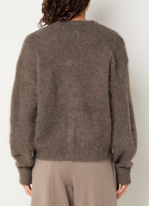 10DAYS Grofgebreid vest in alpaca wolblend met ingebreid logo - achterkant beige