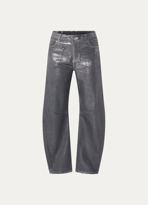 10DAYS High waist loose fit broek met metallic finish