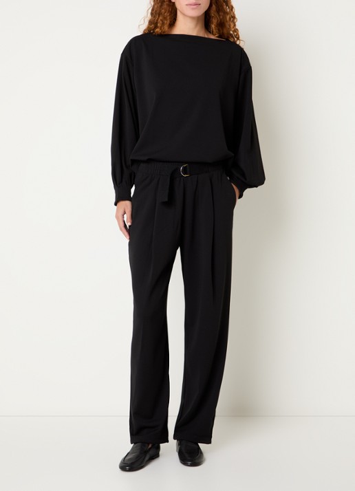 10DAYS High waist loose fit broek met steekzakken - voorkant 3 zwart
