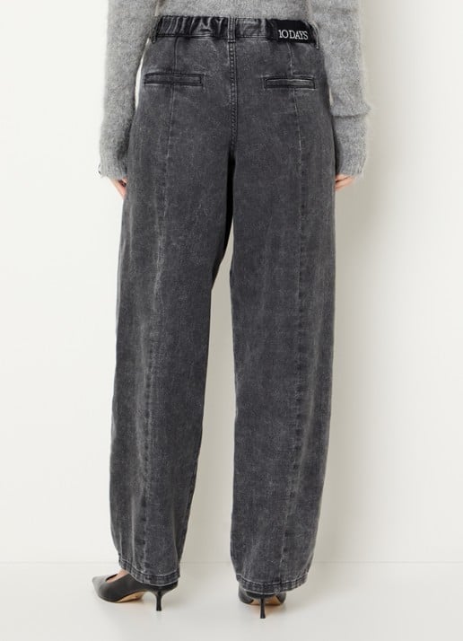 10DAYS High waist straight fit jeans met gekleurde wassing - achterkant 4 antraciet