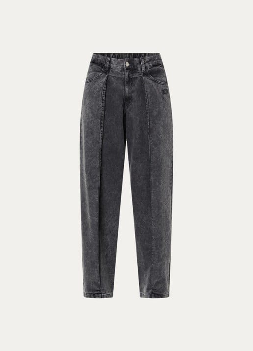 10DAYS High waist straight fit jeans met gekleurde wassing - voorkant antraciet