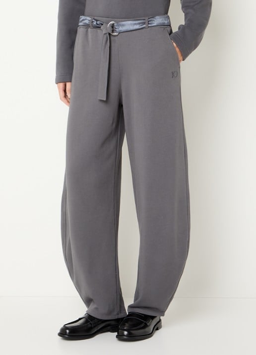 10DAYS High waist tapered fit broek met ceintuur en steekzakken