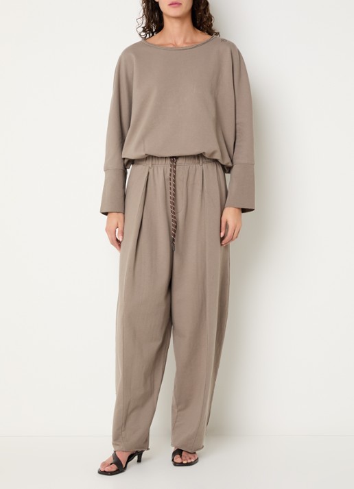 10DAYS High waist tapered fit joggingbroek met steekzakken - voorkant 3 beige