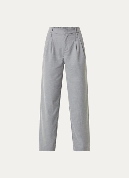 10DAYS High waist tapered fit pantalon met steekzakken - voorkant lichtgrijs