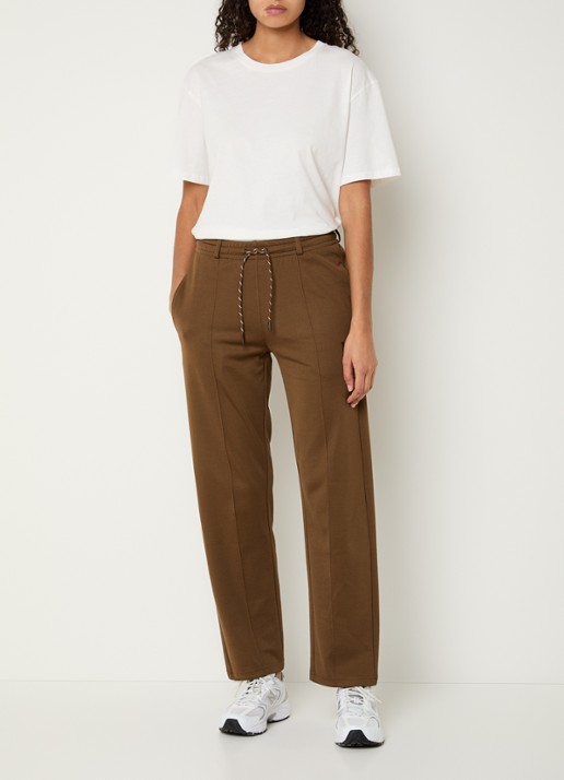 10DAYS High waist tapered fit trackpants met steekzakken  - voorkant 2 bruin