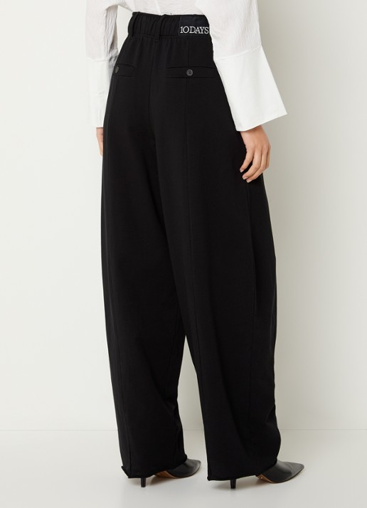 10DAYS High waist wide fit broek met steekzakken - achterkant zwart