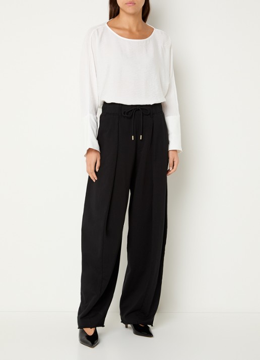 10DAYS High waist wide fit broek met steekzakken - voorkant 4 zwart