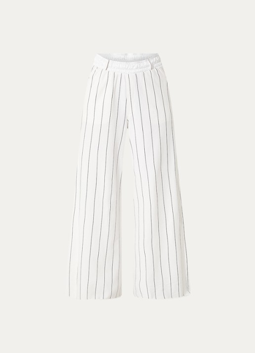 10DAYS High waist wide fit joggingbroek met streepprint - voorkant 2 gebroken wit