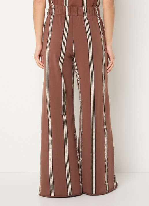 10DAYS High waist wide fit joggingsbroek met streepprint - achterkant bruin