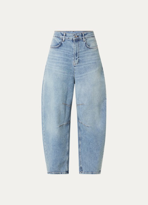 10DAYS High waist wide leg jeans met lichte wassing - voorkant indigo