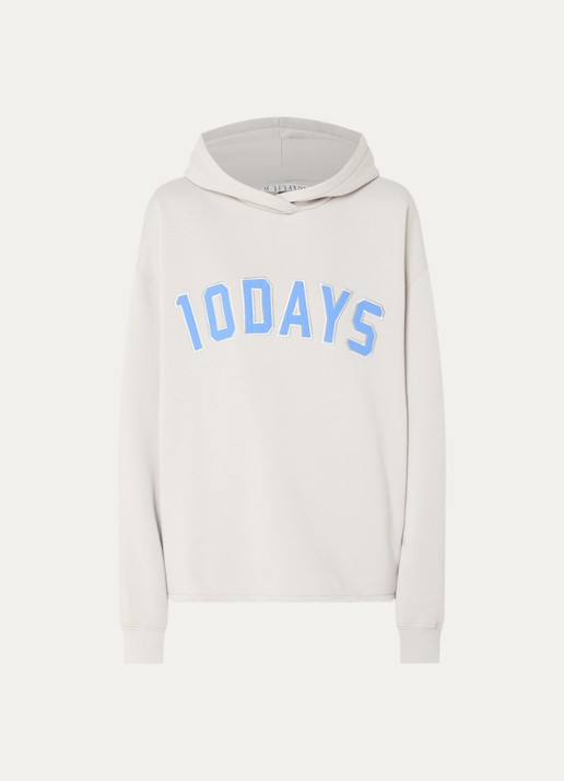 10DAYS Hoodie met logo - voorkant 2 lichtgrijs