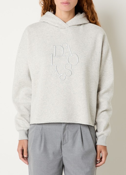 10DAYS Hoodie met logoborduring - detail grijsmele