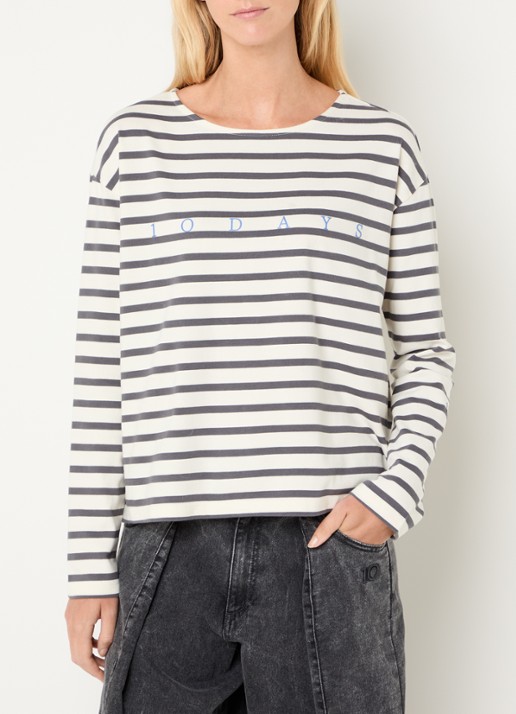 10DAYS Long sleeve met streepprint en boothals