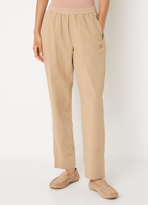 10DAYS Low waist tapered fit loungebroek met logoborduring en steekzakken