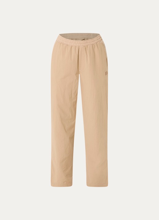 10DAYS Low waist tapered fit loungebroek met logoborduring en steekzakken - voorkant 3 camel