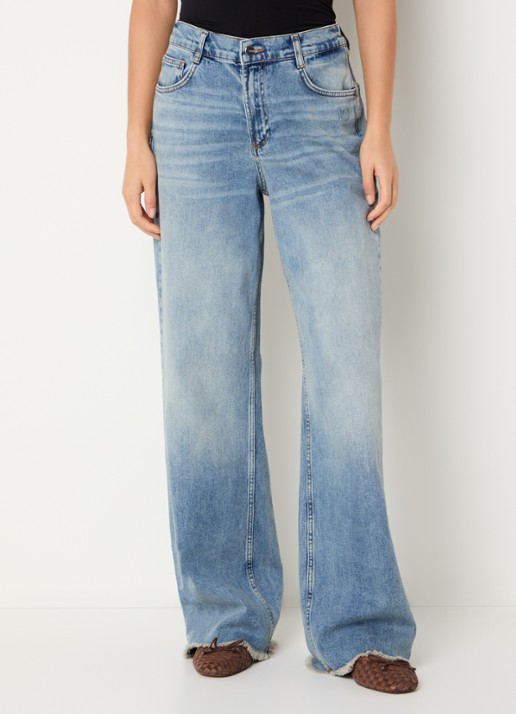10DAYS Mid waist loose fit jeans met lichte wassing - detail 2 indigo
