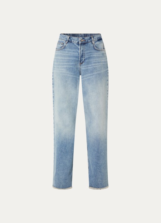 10DAYS Mid waist loose fit jeans met lichte wassing - voorkant 4 indigo