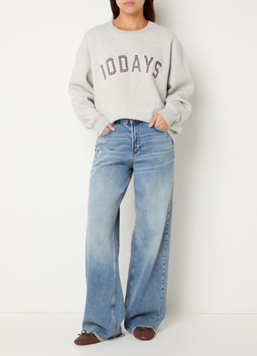 10DAYS Mid waist loose fit jeans met lichte wassing - voorkant 5 indigo