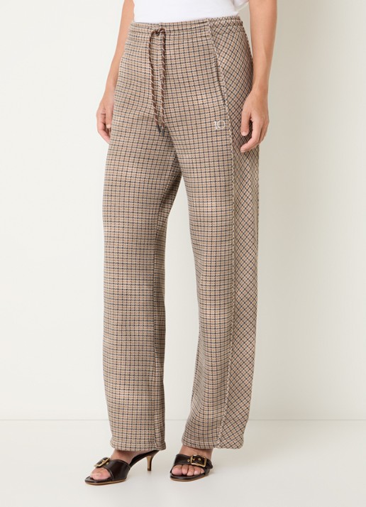 10DAYS Mid waist wide fit joggingbroek met pied-de-poule dessin